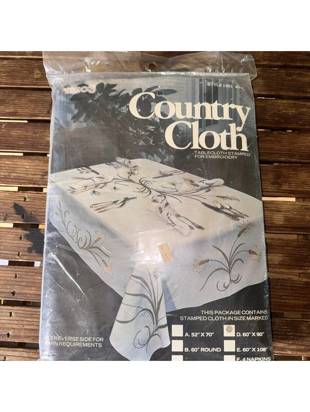 Vintage NOS Country Cloth Embroidery Tablecloth Kit Wheat Harvest 60x90 #1351